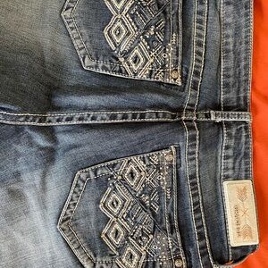 Grace in LA Dark Blue Bootcut Jeans with Embroidered Back Pockets